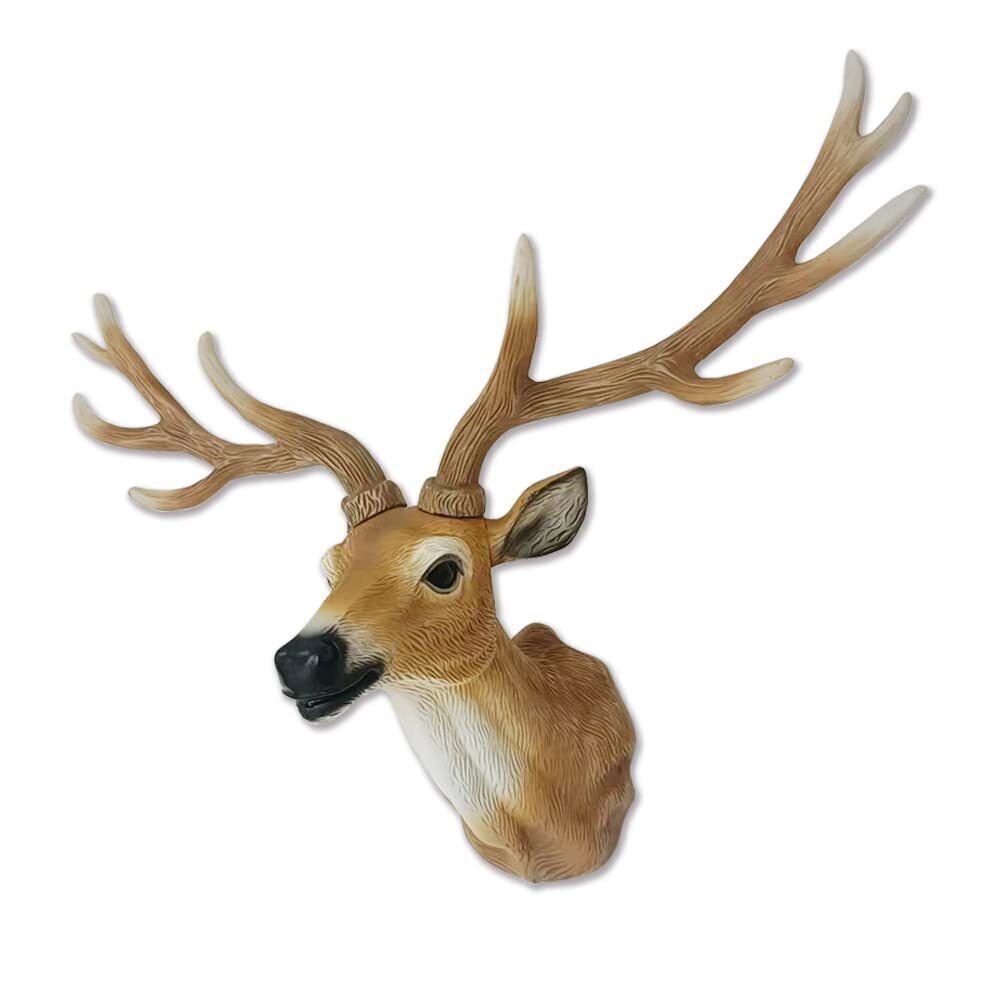4840 Deer Head Wall Decor 20 Inch Realistic Brown Deer Antler Wall
